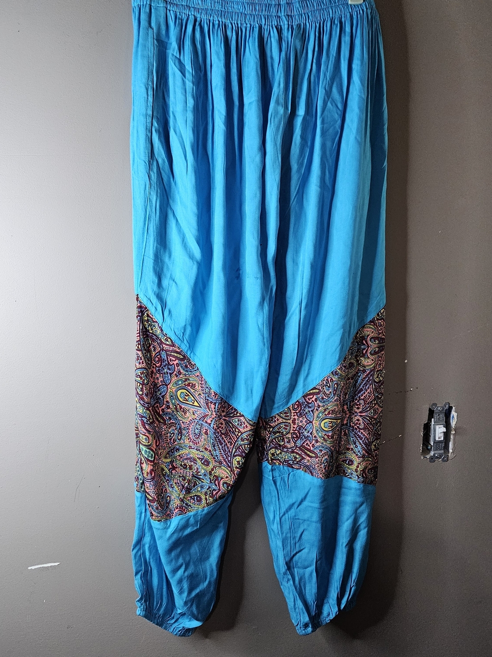 Rhea Turquoise Harem Pants with Paisley Panels